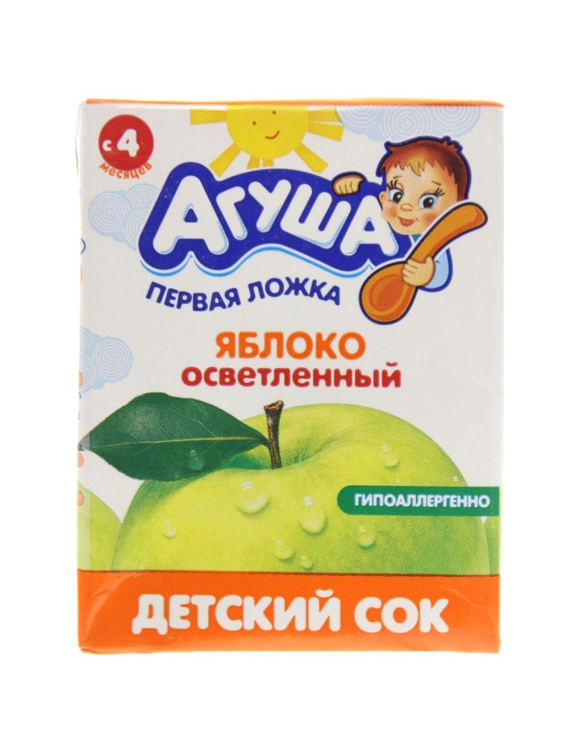 Сок для детей от 4мес Яблоко Первая ложка Агуша т/п 0.2л.