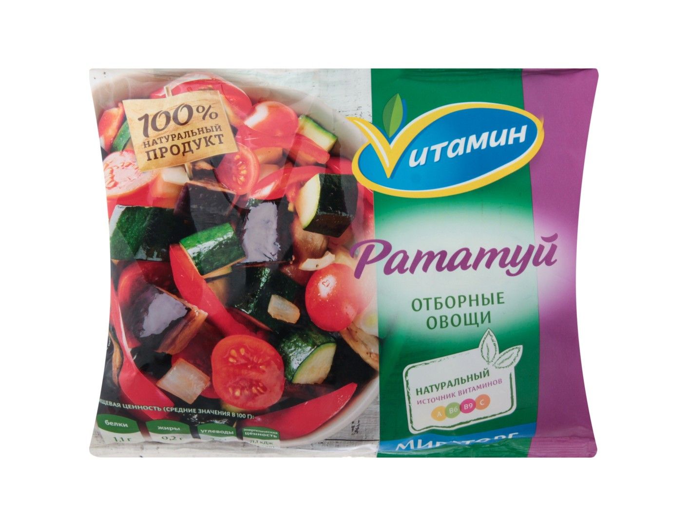 Полуфабрикат овощной Vитамин Рататуй шоковая заморозка, 400 г.
