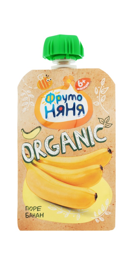 Пюре для детей ФрутоНяня Organic Банан от 6 месяцев, 90 г.