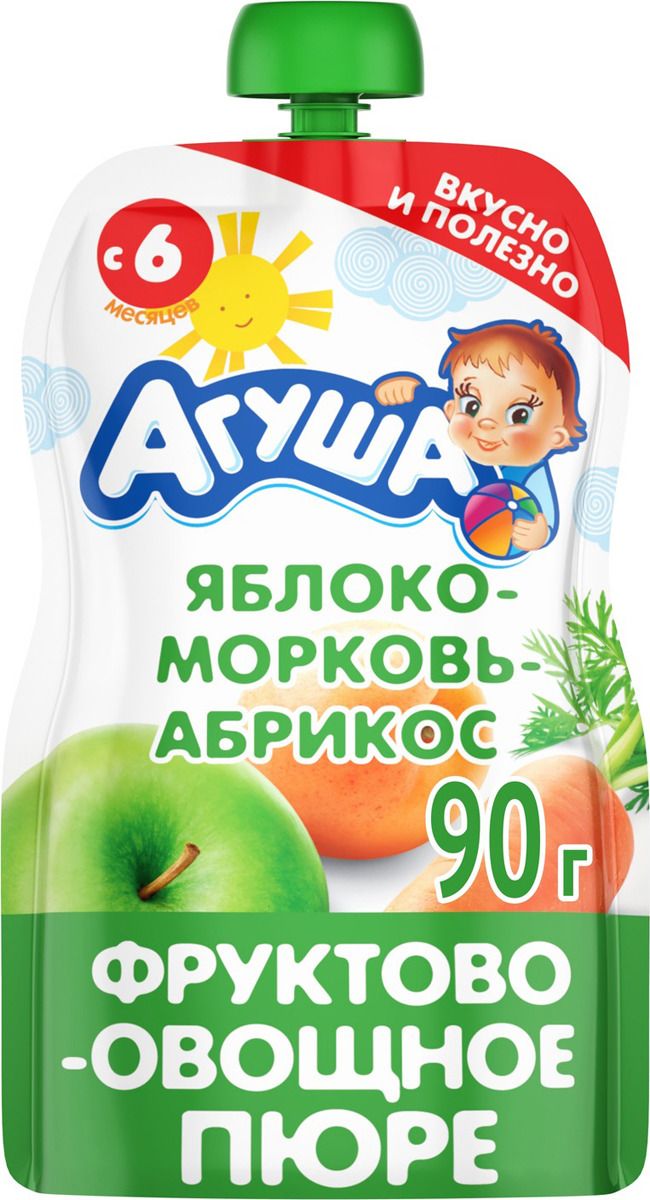 Пюре Агуша ябл/морк/абрикос 90г