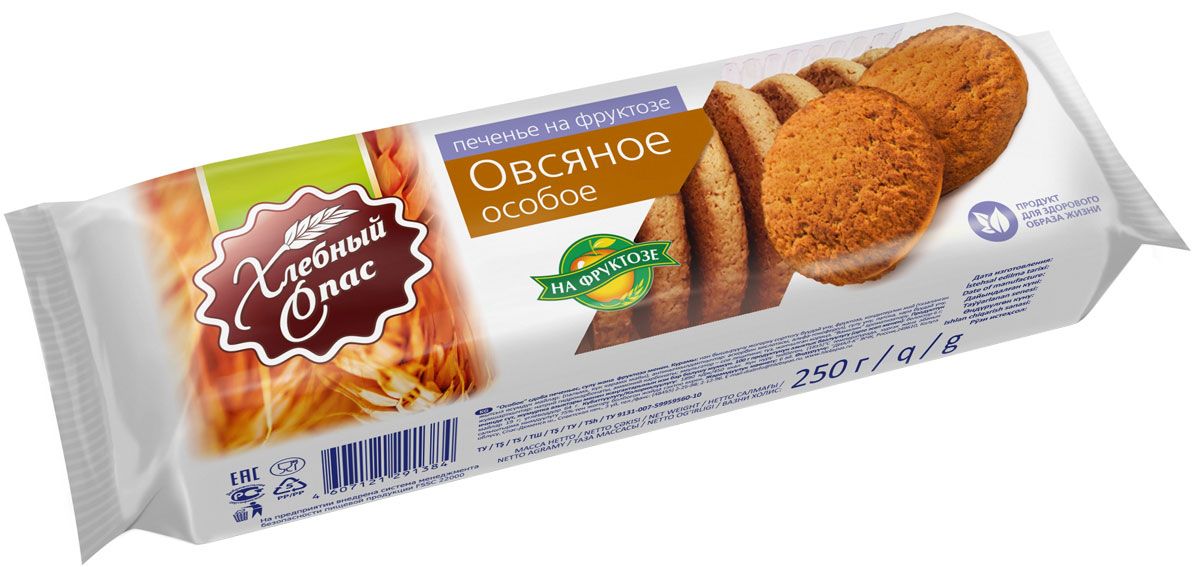 Печенье Хлебный спас Овсяное на фруктозе 250г