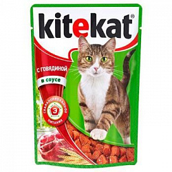 Корм для кошек Kitekat говяд в соусе конс. пауч 85г
