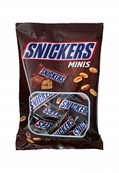 Батончик шоколадный с жареным арахисом, карамелью и нугой Snickers Minis м/у 180г.
