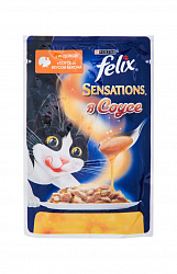 Корм для кошек Purina Felix Sensations с индейкой в соусе со вкусом бекона, 85 г.