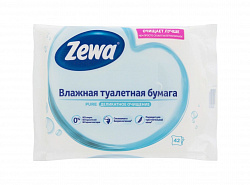 Влажная туалетная бумага Zewa Pure 42шт, упак.