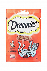 Корм сухой для взрослых кошек Лакомые подушечки с курицей Dreamies м/у 30г.