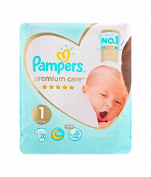 Подгузники для детей Pampers Premium Care 2-5кг детские 20шт, упак.