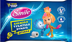 Влажная туалетная бумага для детей Smile "Фиксики", 44 штуки, цвет синий