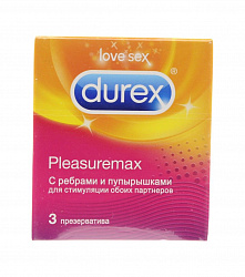 Презервативы Durex Pleasuremax латексные с силиконовой смазкой 3шт, упак.