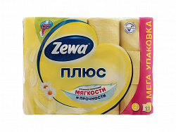 Туалетная бумага Zewa Плюс двухслойная с ароматом ромашки желтая 12шт, упак.
