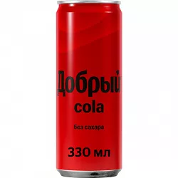 Напиток безалкогольный сильногазированный Кола без сахара Добрый 0,33 ж/б