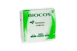 Салфетки бумажные Биокос белые 50шт